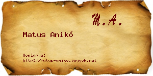 Matus Anikó névjegykártya